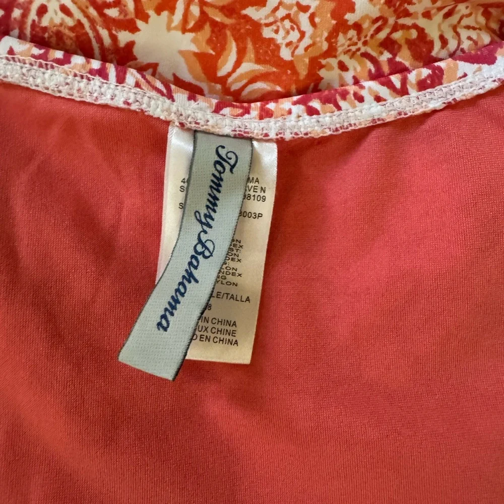 Tommy Bahama Sz 8 Shirred Bandeau Coral One‎ Piece Swimsuit Slimming Resortwear